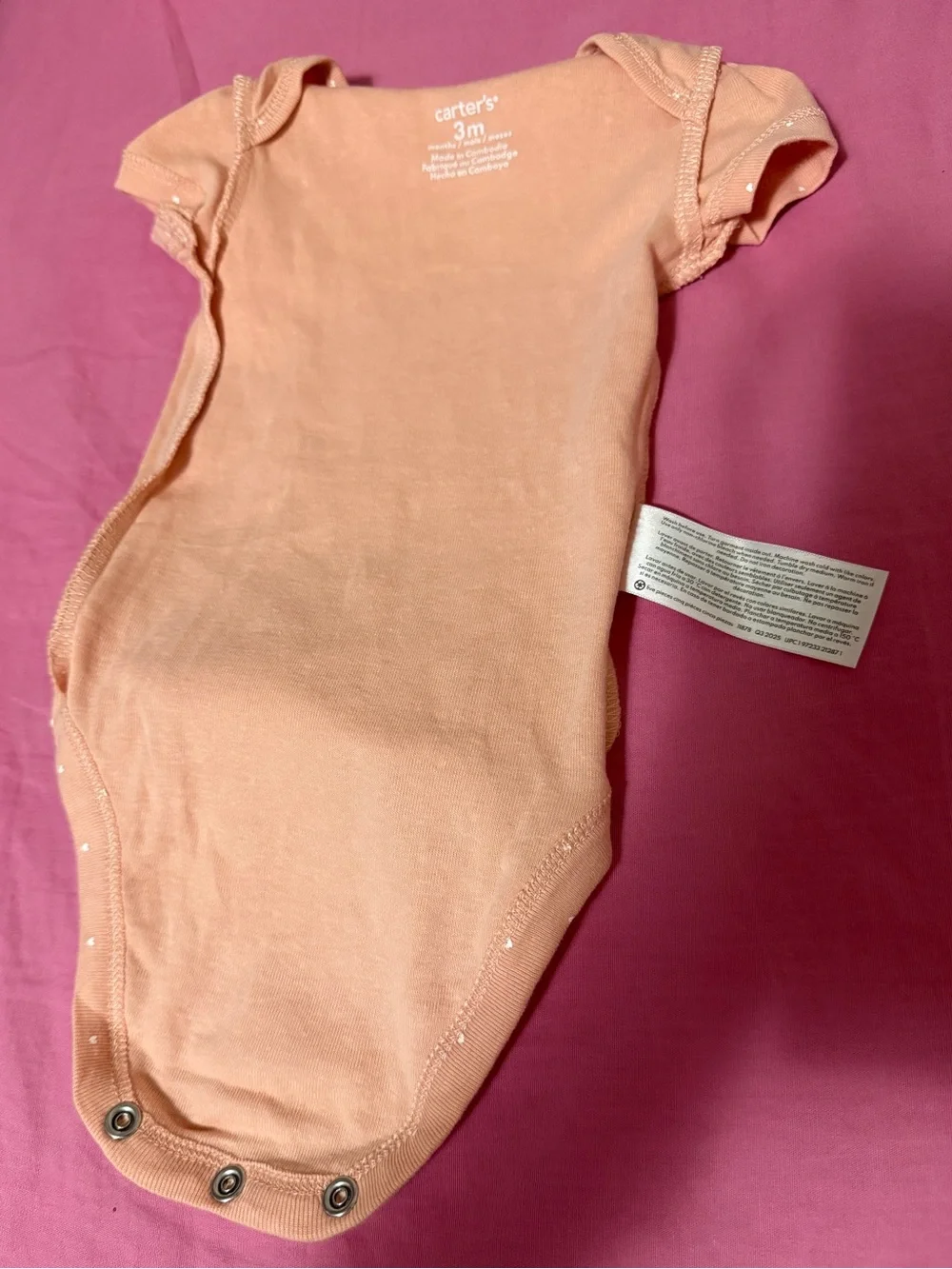Carter's Peach Short-Sleeve One-Piece with White Heart Print